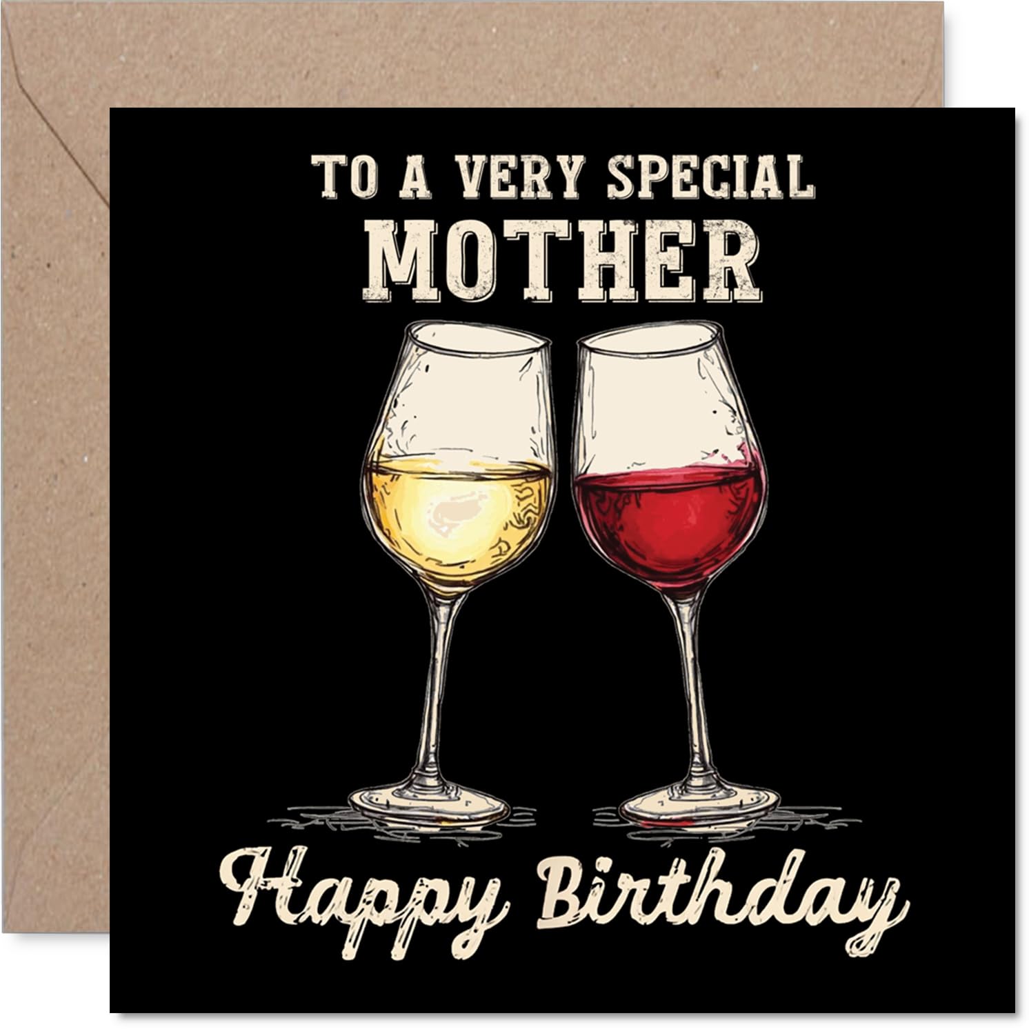 Mother Birthday Card - Bday Wine - Happy Birthday Card for Mother from Son Daughter, 145mm Wine Greeting Cards