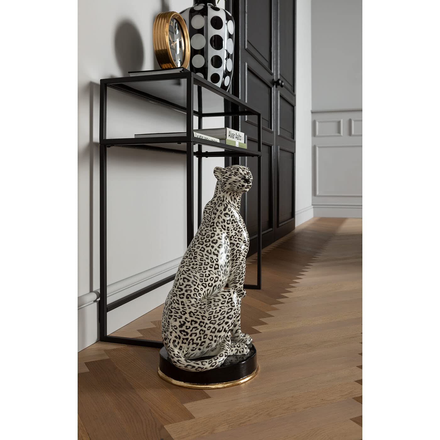 Kare Design Figurine Décorative Cheetah, Blanc, Noir, Animal Gépard, Sculpture, Deco Intérieur, Decoration Chambre, Salon, Maison, Cadeau, 54 x 30 x 26 cm, Silverl