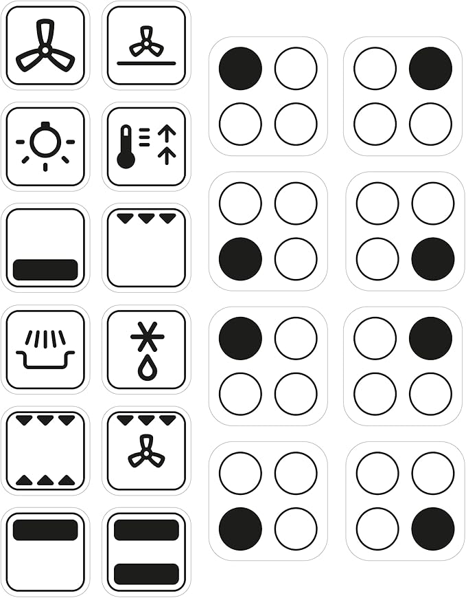 Two Sets of 4 Ring Stove + One Set of Oven Stickers Symbols for Hob