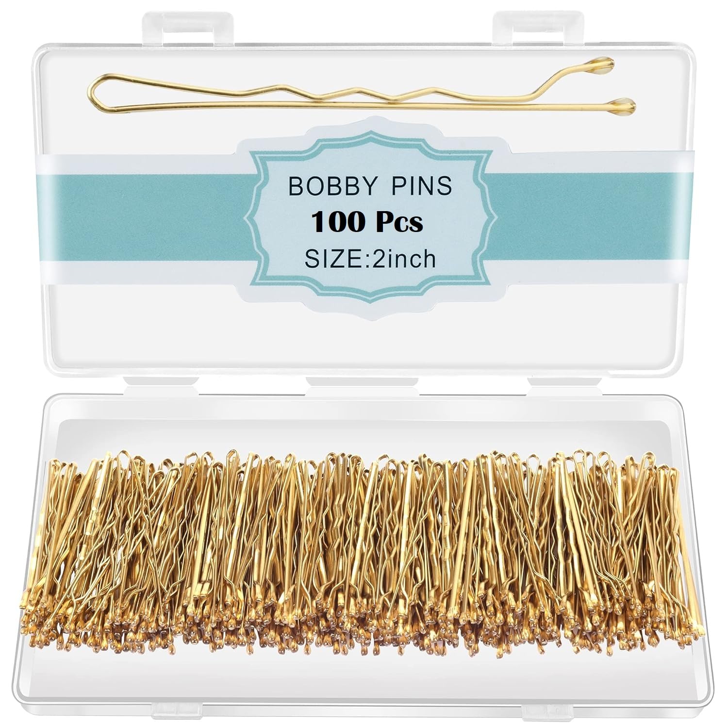Red Dot Gift® Bobby Pins 100 PCS Hair Bobby Pins for Women, for Thick Hair Thin hair and All Hair Types, with Case. (Gold)
