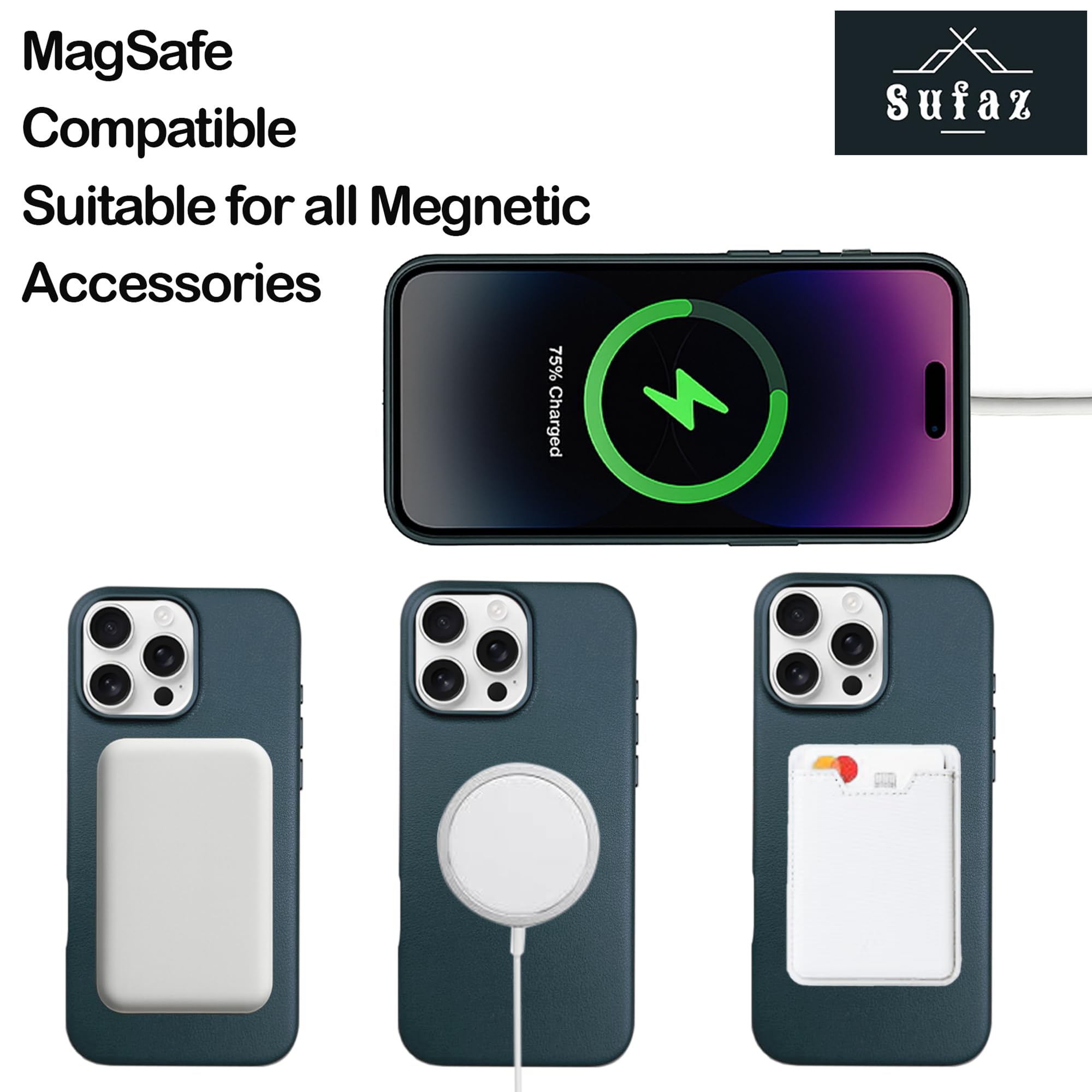 SUFAZ Leather Case for iPhone 16 Pro Max, MagSafe Compatible, Green — photo 5