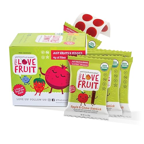 YOU LOVE FRUIT - APPLE & CINNA-SIDEKICK Snacks de frutas naturales, paquete de aperitivos saludables, fruta real! Sin gluten, sin OMG, vegano, bajo