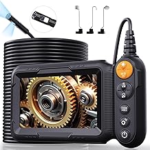 Endoscopic Dual Lens Camera, Hopefox 1080P HD 5-Inch IPS Screen Endoscope Inspection Camera with 8+1 LED Lights, IP67 Waterproof Piping Inspection Camera, 10M Semi-Rigid Cable