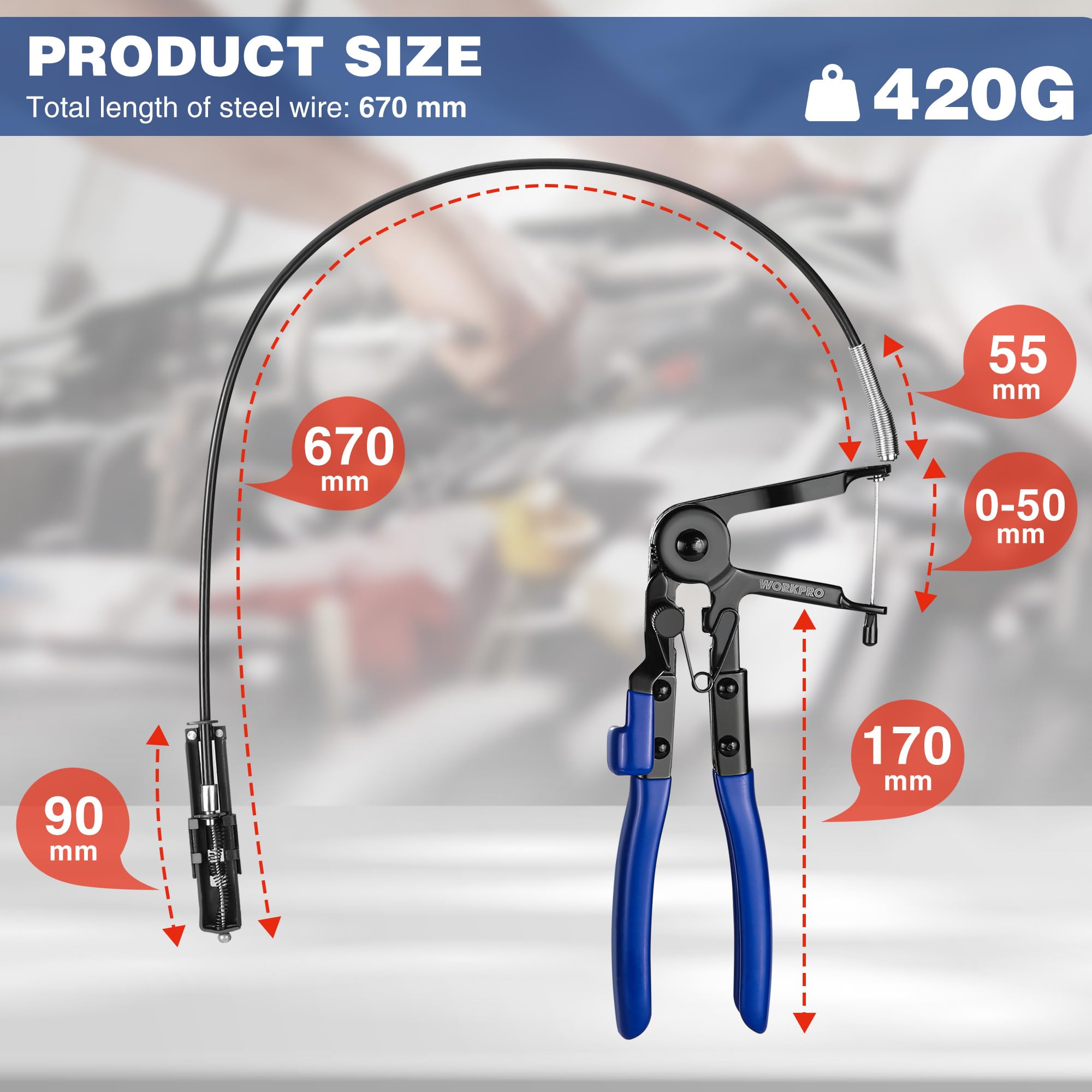 WORKPRO Flexible Long Reach Hose Clamp Pliers - Image 2