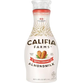 Califia Farms - Extra Creamy Almond Milk, 48 Oz, Dairy Free, Vegan, Plant Based, Vegan, Gluten Free, Non GMO, High Calcium, Smoothie