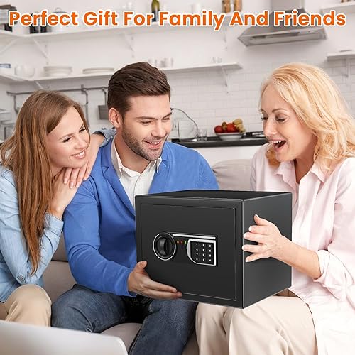Miniatura 8 de Caja fuerte para el hogar de 1.6 pies cúbicos con bolsa impermeable ignífuga, caja de seguridad digital con sistema de alerta inteligente y estante