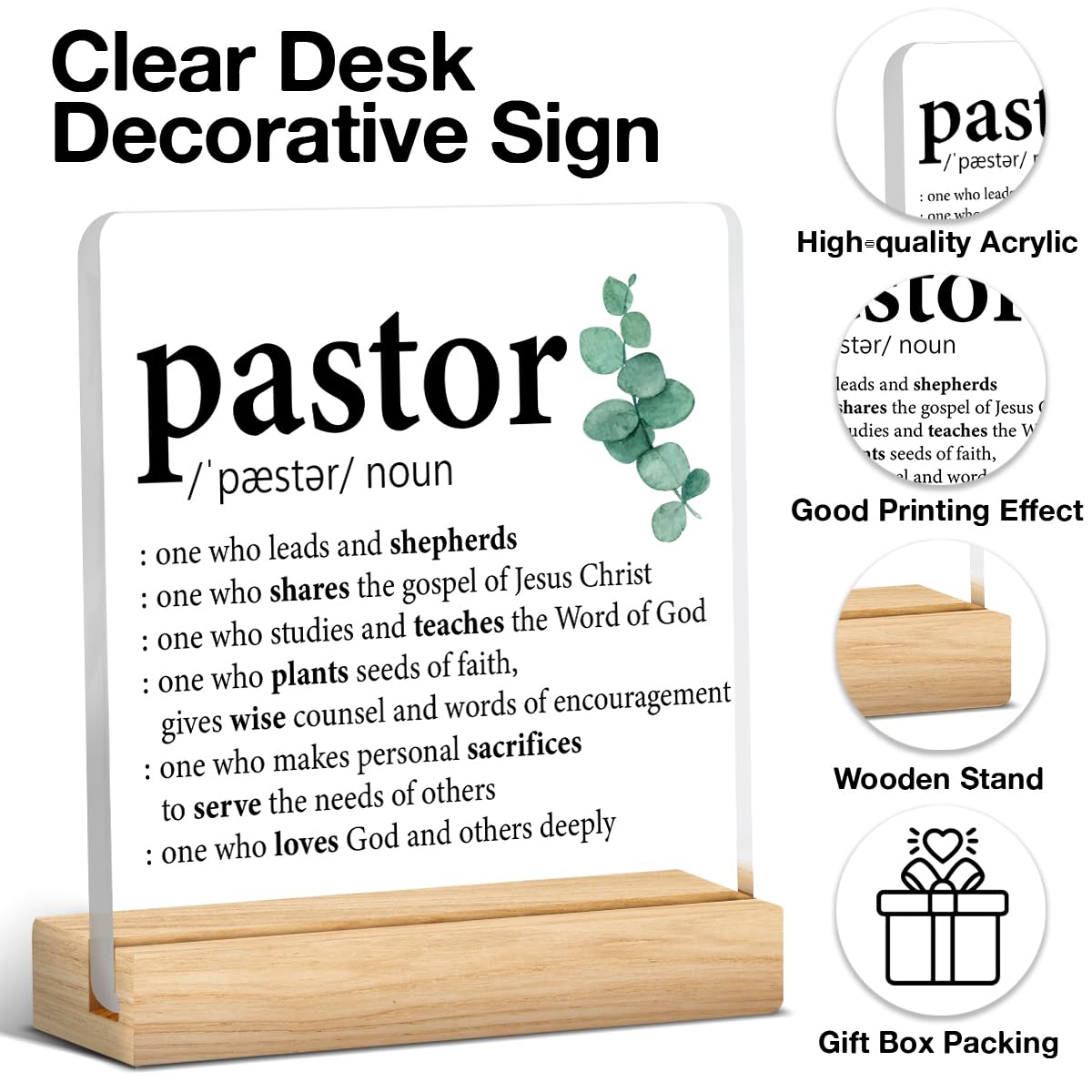 Pastor Gift, Pastor Appreciation Gifts, Thank You Gift For Pastor Clear Desk Dec-316130