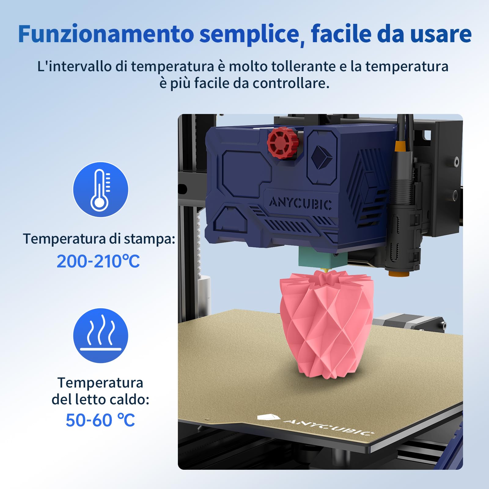 ANYCUBIC PLA Filamento per Stampante 3D, RFID Filamento PLA per Stampante 3D 1,75 mm Precisione Dimensionale +/- 0,02 mm(Rosa Fragola,1KG)