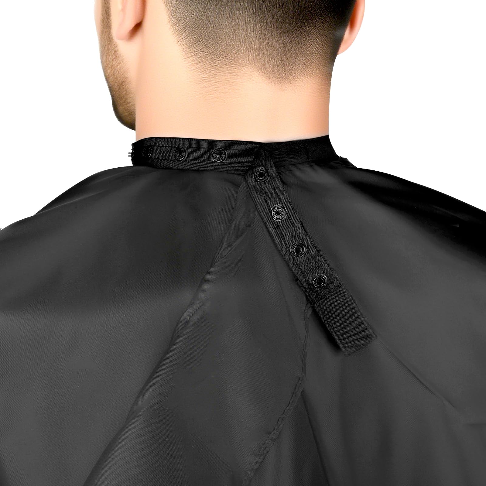 Capa de corte de pelo con cierre a presión ajustable, capa de peluquería profesional, suministros de salón de corte de pelo de gran tamaño para hombres y mujeres - (negro), Negro - 4