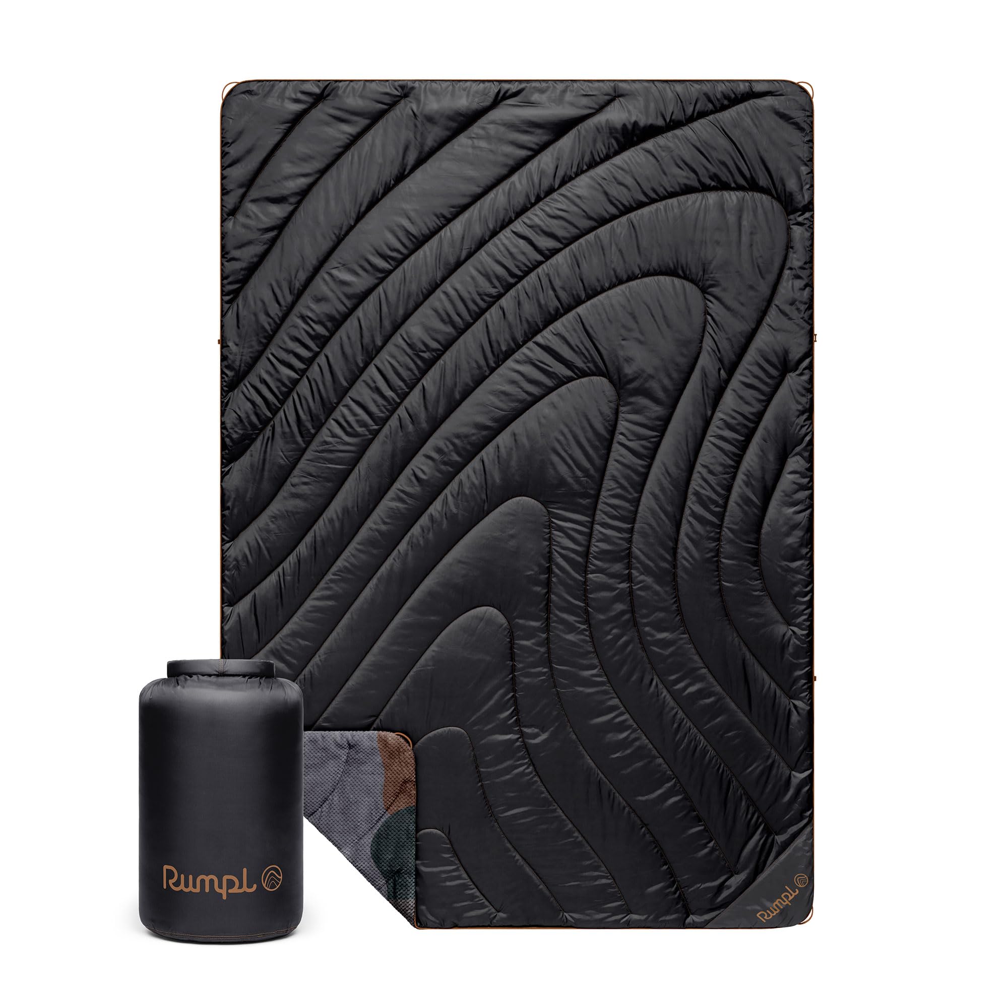 Rumpl Fleece Puffy Blanket, 1-Person, Puzzled Black