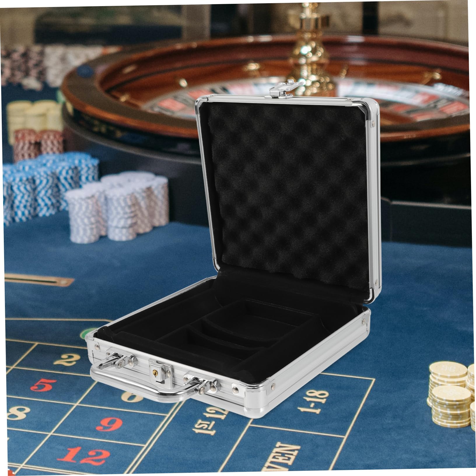 BESPORTBLE Étui à Jetons de Poker pour Transport Facile Grosse Capacité en Alliage Argenté et Fermeture à Boucle Poignée Ergonomique