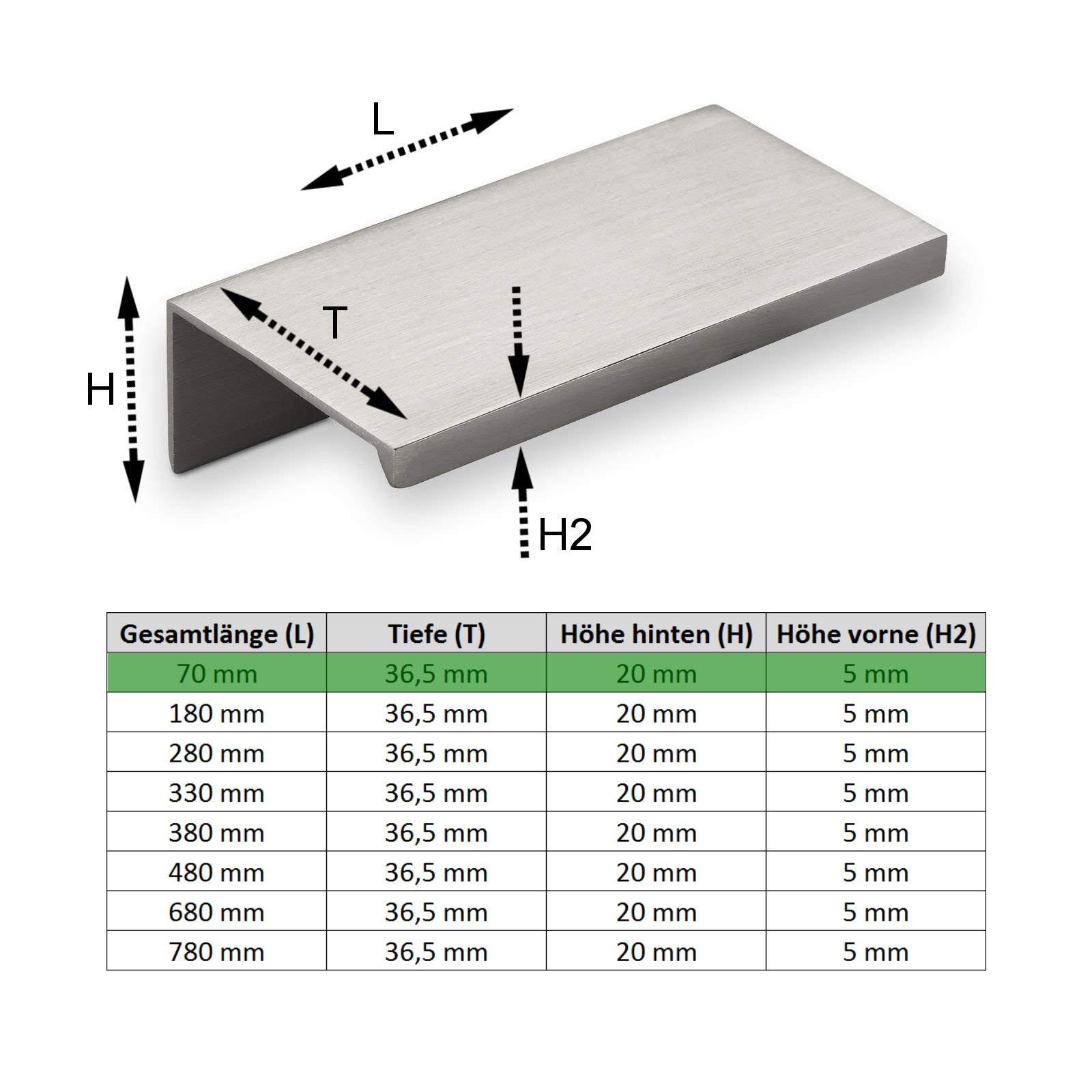 Lot de 10 poignées de profil de meuble en aluminium SEARL 780 mm Aspect Acier Inox Poignée profilée Poignée de tiroir de SO-TECH®