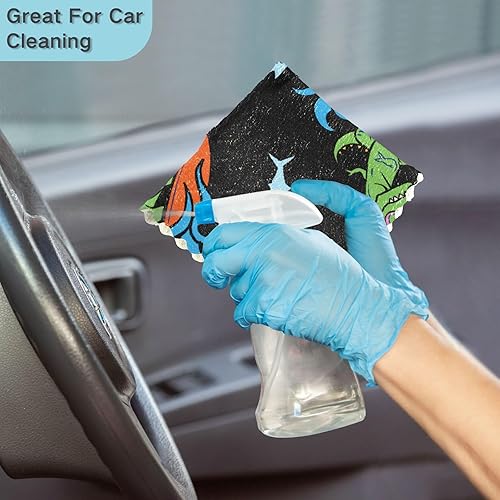 Miniatura 7 de FRODOTGV Surfing Dinosaur Shark Soft Print Kitchen Towels Microfiber Quick Dry 6 Pack Microfiber Towel for Countertop Oven