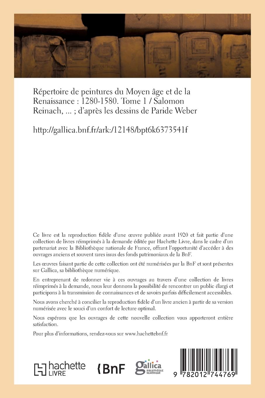 Répertoire de peintures du Moyen âge et de la Renaissance : 1280-1580. Tome 1