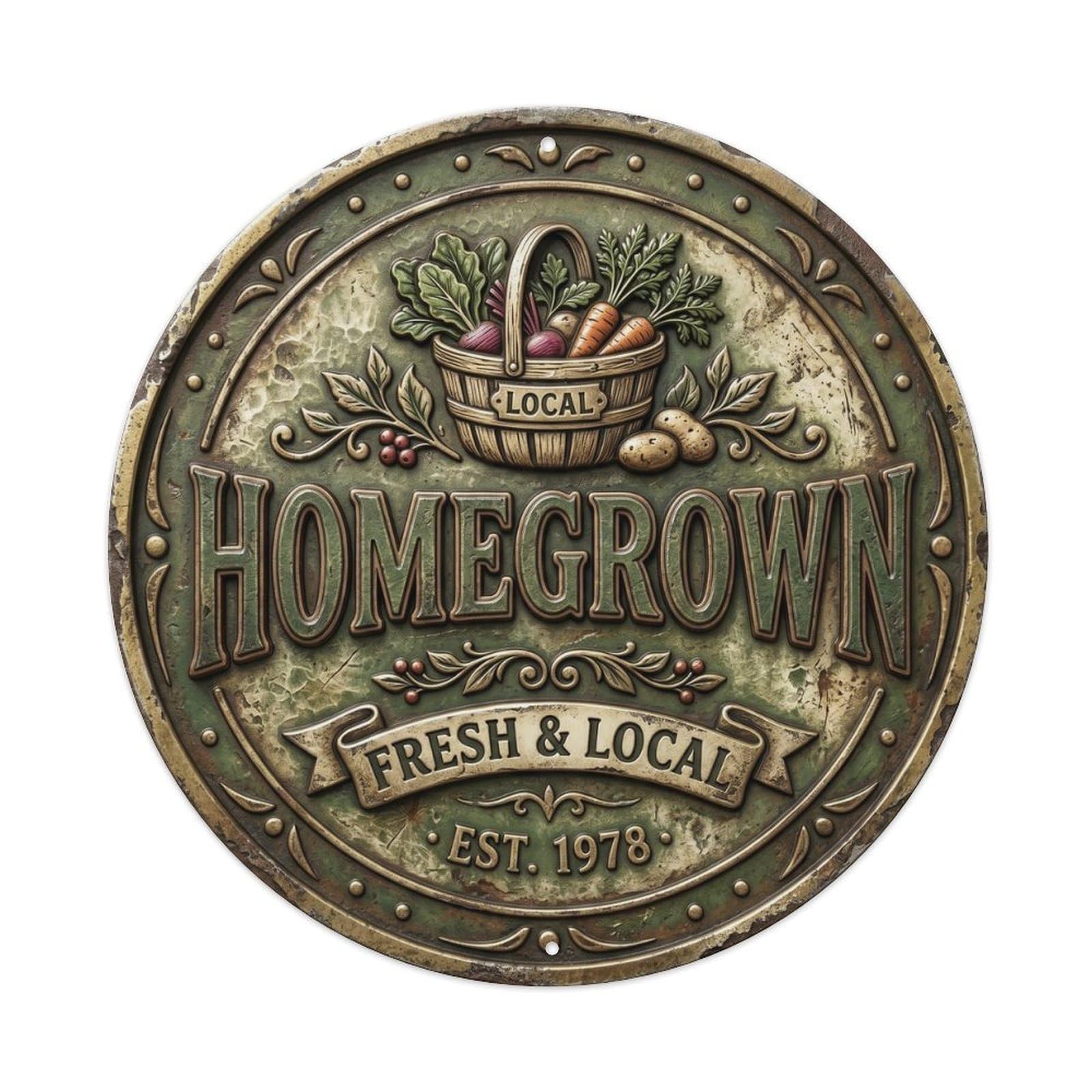 Homegrown Vintage Hanging Display Retro Slogans Metal Tin Sign