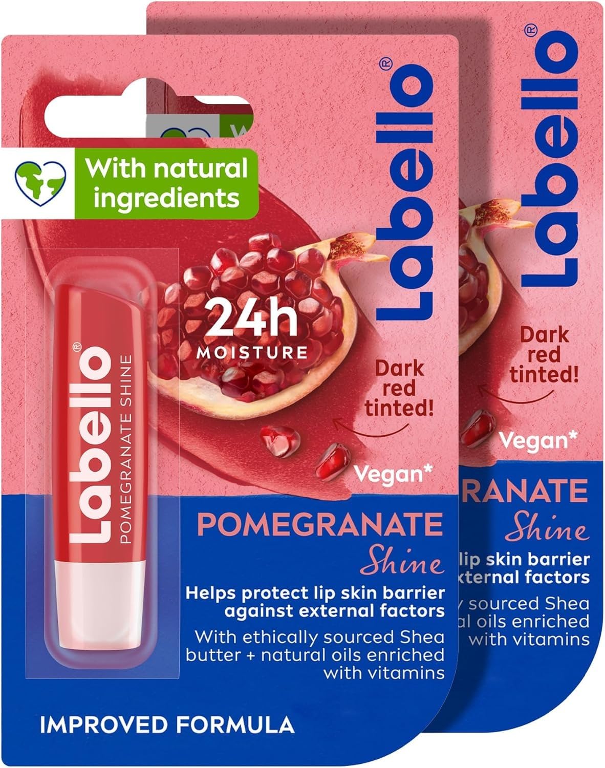 Labello Pomegranate Shine Lip Balm Dark Red Tinted Lip Care 24 Hour Moisture With Shea Butter Natural Oils And Vitamins Mineral Oil Free Vegan Lip Balm 4.8 g Pack of One-picture-27