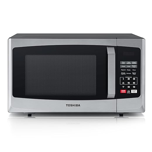 Toshiba ML-EM23P(SS) Four à micro-ondes 800 W 23 L avec affichage numérique, dégivrage automatique, cuisson express à une touche, 6 réglages de cuisson automatique préprogrammés et nettoyage facile –