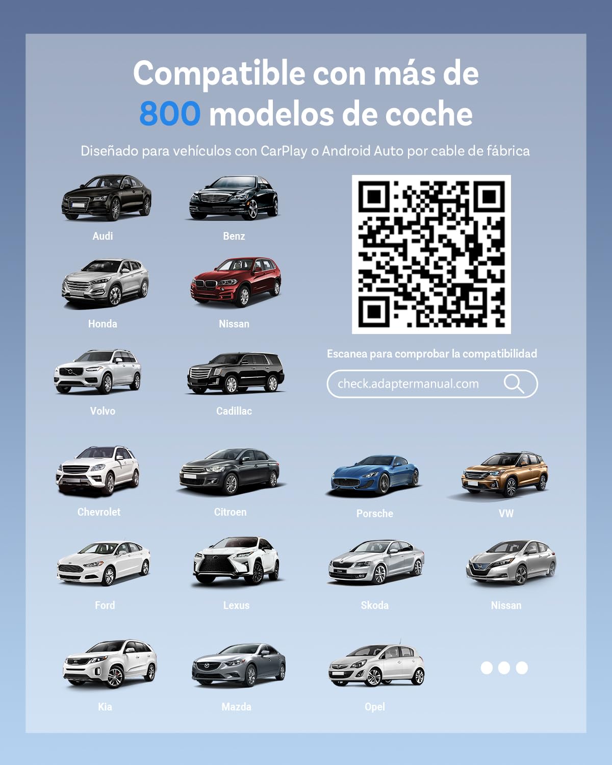 Ottocast Mini Edge 2025 Mejorado, Adaptador Inalámbrico 2 en 1 para CarPlay y Android Auto para iOS 10+ y Android 11+, Soporte Multiusuario, Convierte CarPlay/Android Auto con Cable a Inalámbrico