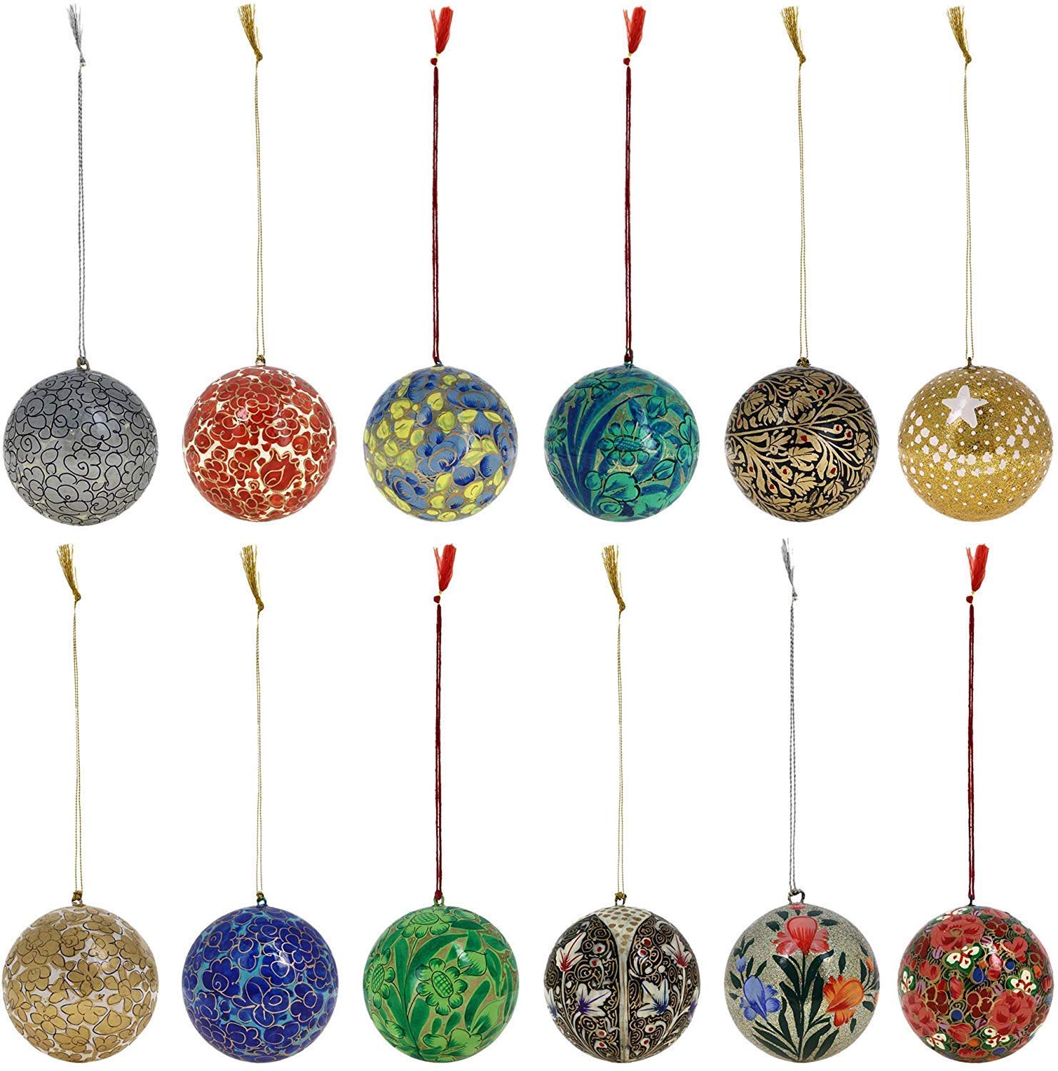 Ornements de Noël artisanaux en papier mâché boules incassables haut de gamme