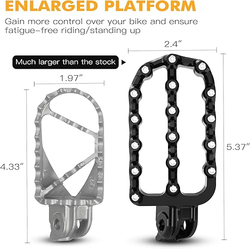 Miniatura 4 de NICECNC Estriberas planas de ángulo horizontal negro estilo rally compatibles con KTM 390 Adventure 2020 2021 2022 2023, aluminio anodizado,