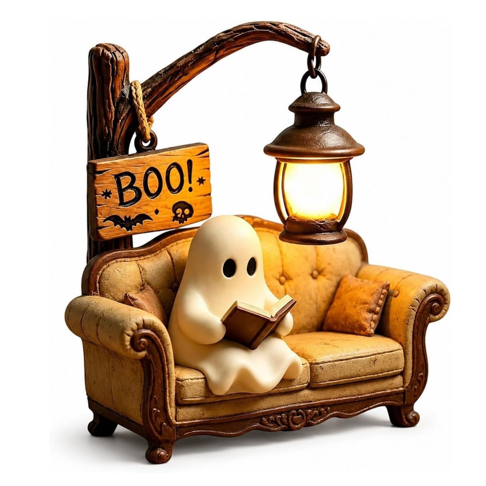 Book Lover Ghost Lamp, Cute Halloween Reading Night Light