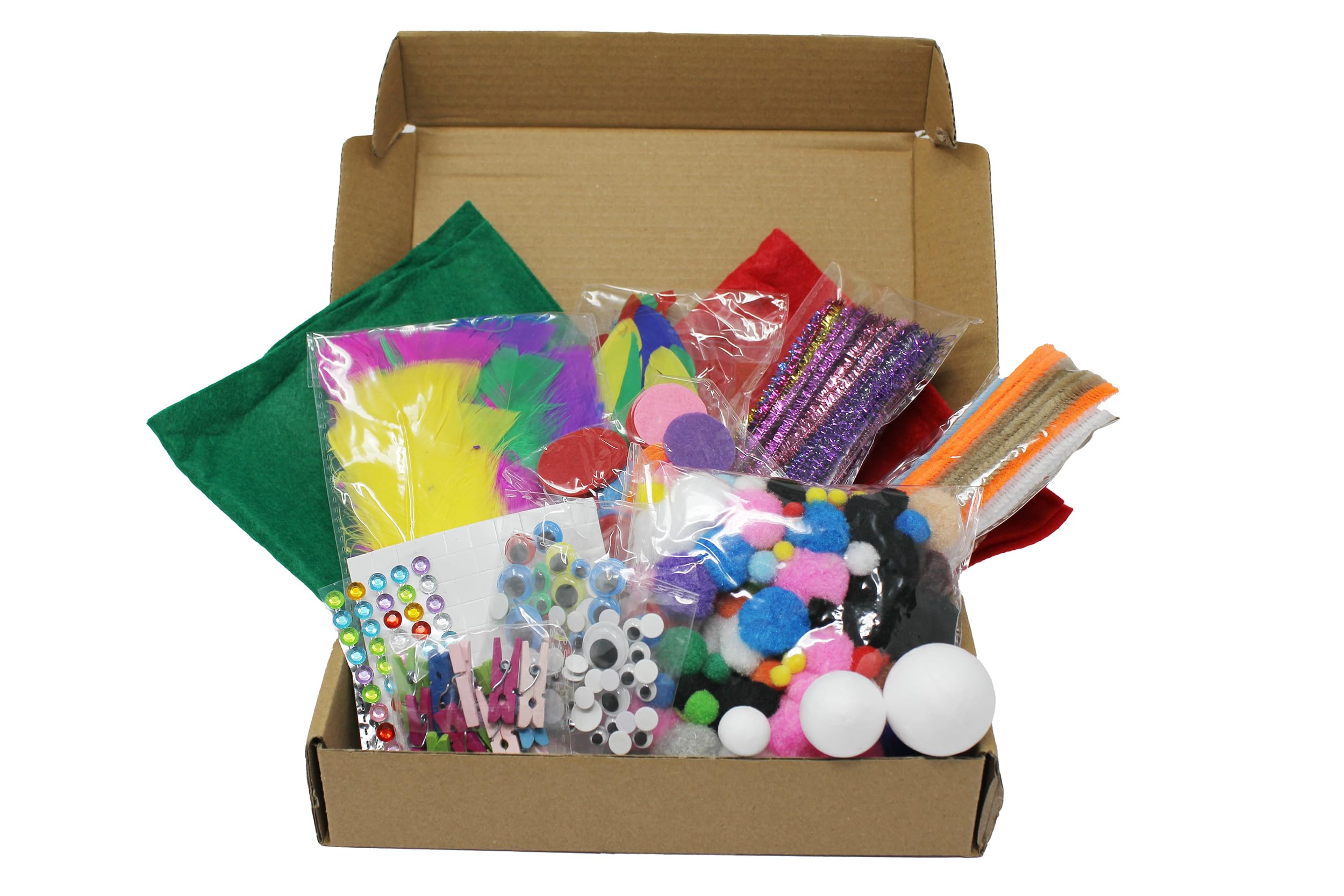 Bright Ideas Art and Craft Kit with Pom Poms, Feathers, Gem Stickers and Pipe Cleaners, Kids Crafting Set Ideal for Kids' Arts and Crafts Projects. BI8150.