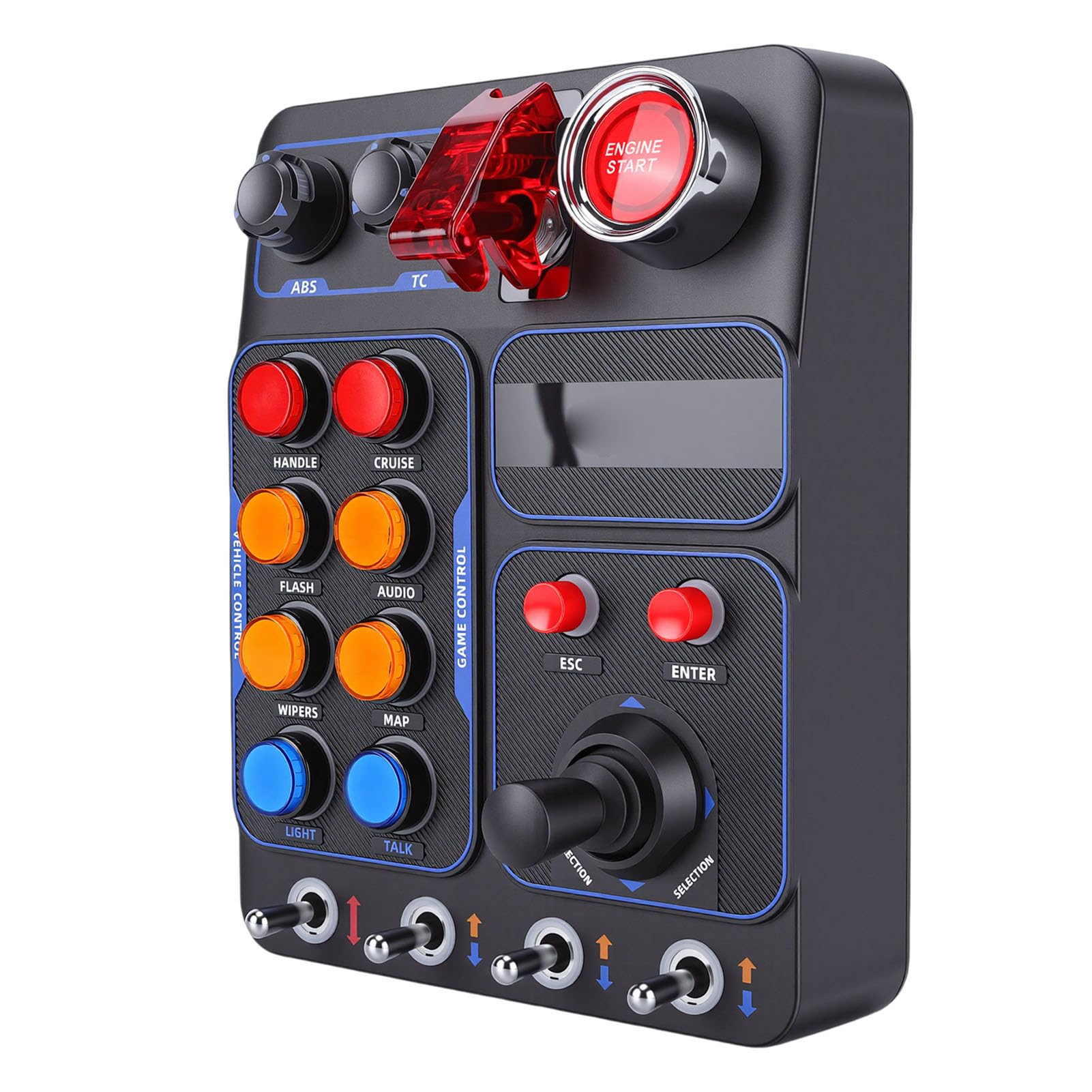 Skrzynka Kontrolna Simulator Racing 30 Programowalnych Klawiszy Podświetlenie RGB dla Gier Komputerowych Skrzynka z Przyciskami Centralna Sterownicza z 19 Przyciskami