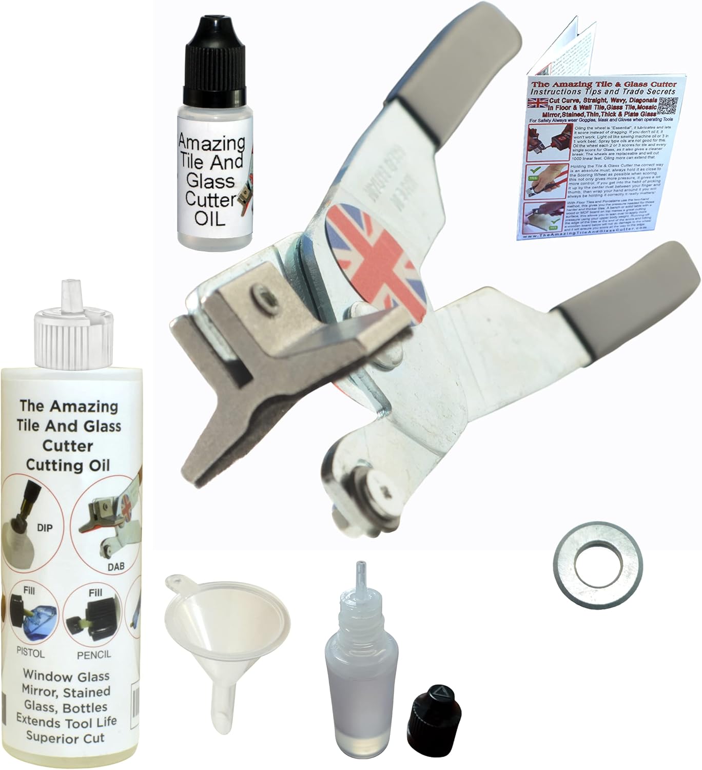 Glass Cutting Stained Glass Kit Glass Cutting Tool Hand Held with Replacement Wheel and 8oz Bottle of Glass Cutter Oil Soak Scoring Wheel in Oil First Then Every Cut On Glass Mirror and Stained Glass