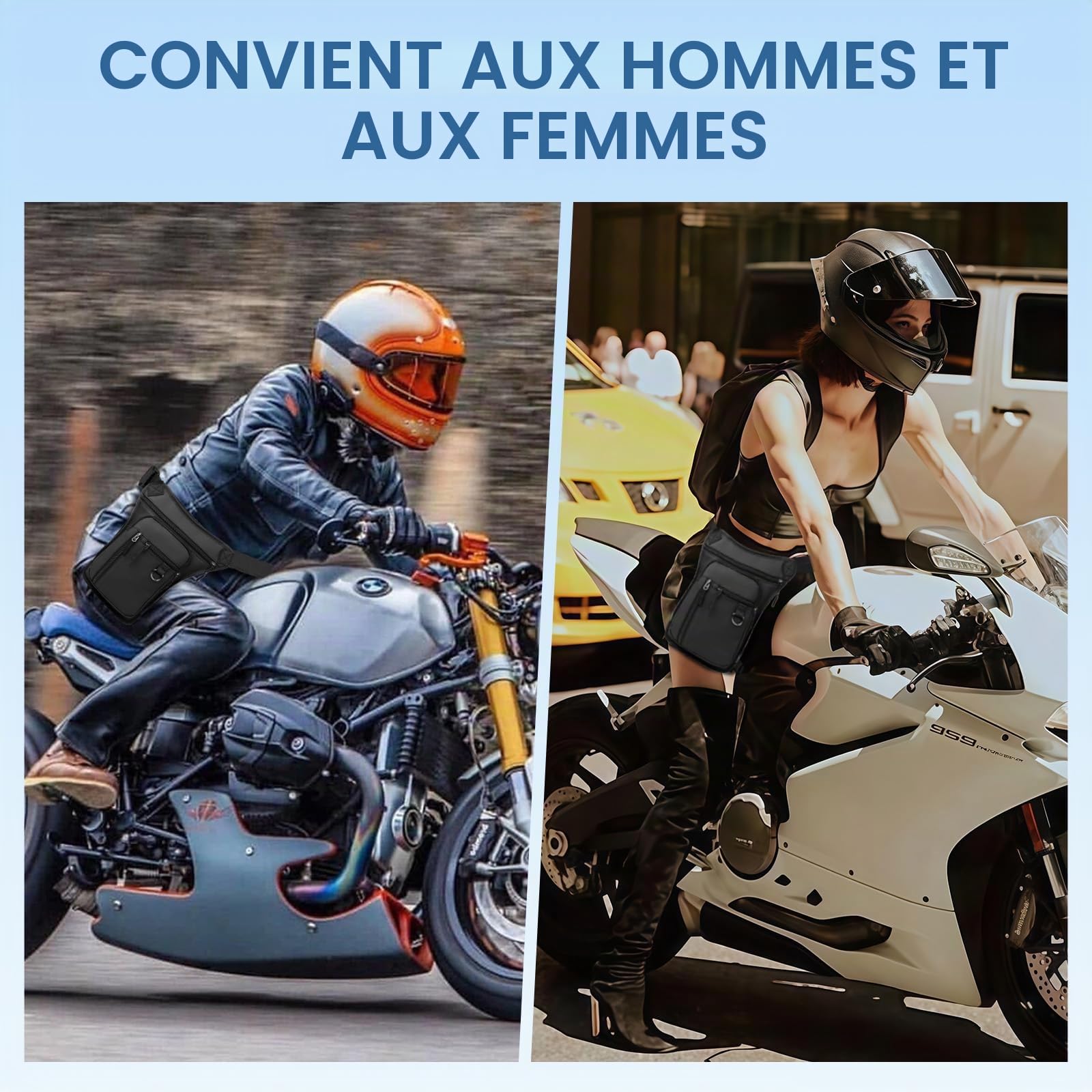 Flintronic Sacoche de Jambe Moto, Sac Tactique de Jambes Étanche, Multifontion Moto Poche Jambe, avec Sangle de Jambe Amovible, pour Voyage, Camping, Course, Équitation