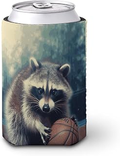 Reusable Sleeve for Iced Coffee Cups,Funny Raccoon Basketball Coffee Coolies Sleeves Insulator Coffee Sleeve Can Cooler Covers,Insulated Bottle Coolers for Iced&Hot Drinks