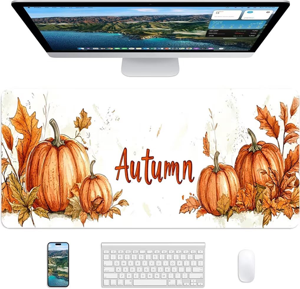 Wxuaixnn Halloween Tappetino per Mouse Gaming XXL, 160x80cm Tappetino da Scrivania, Bianco Mousepad con Bordi Cuciti per Gamer e computer portatilea, Migliora la Precisione e la velocità -10129