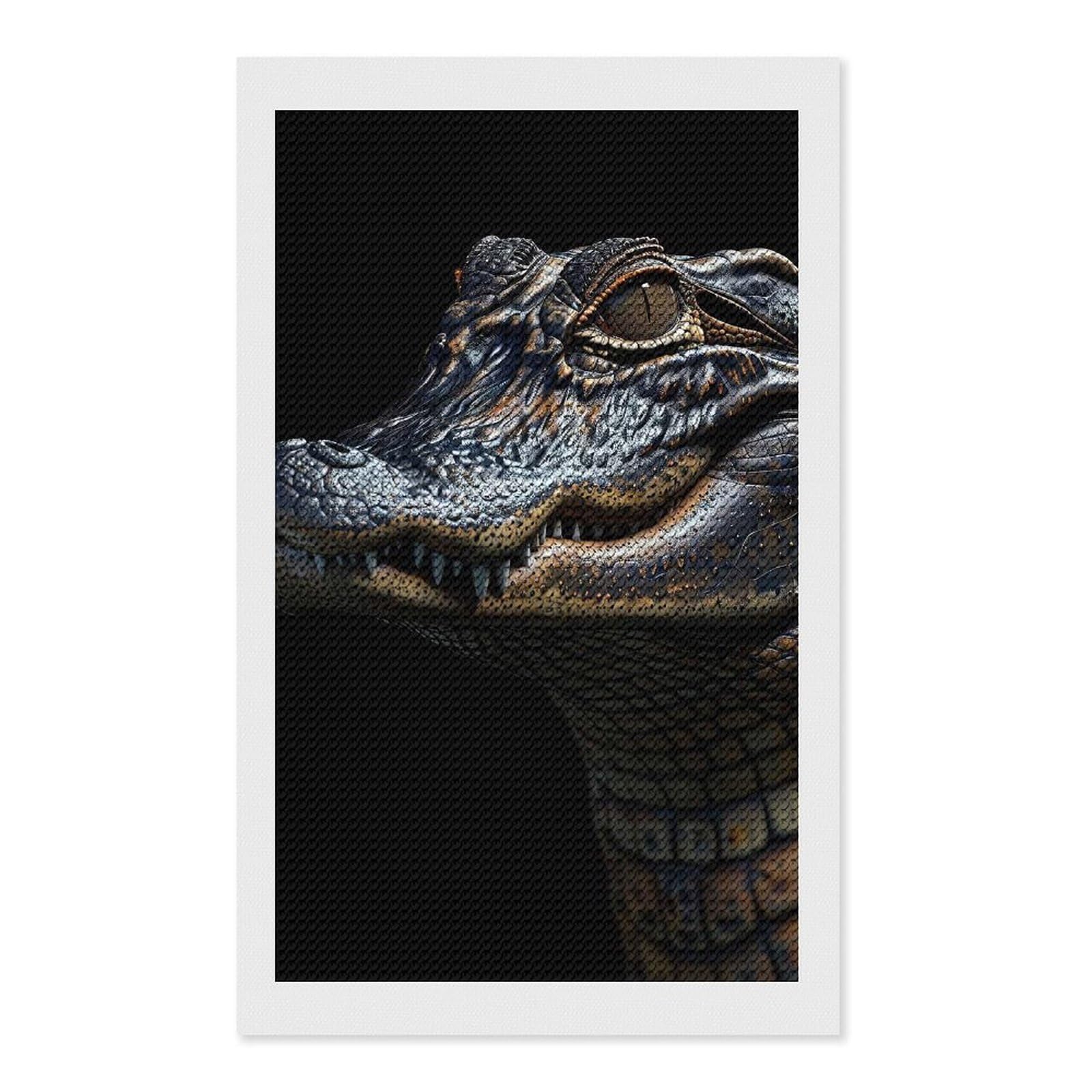 Junmoney Alligator DIY Diamond Art Canvas Kit 12"x20", Winter Craft, Mindful Craft Project, Aesthetic Room Decor, Decor Project