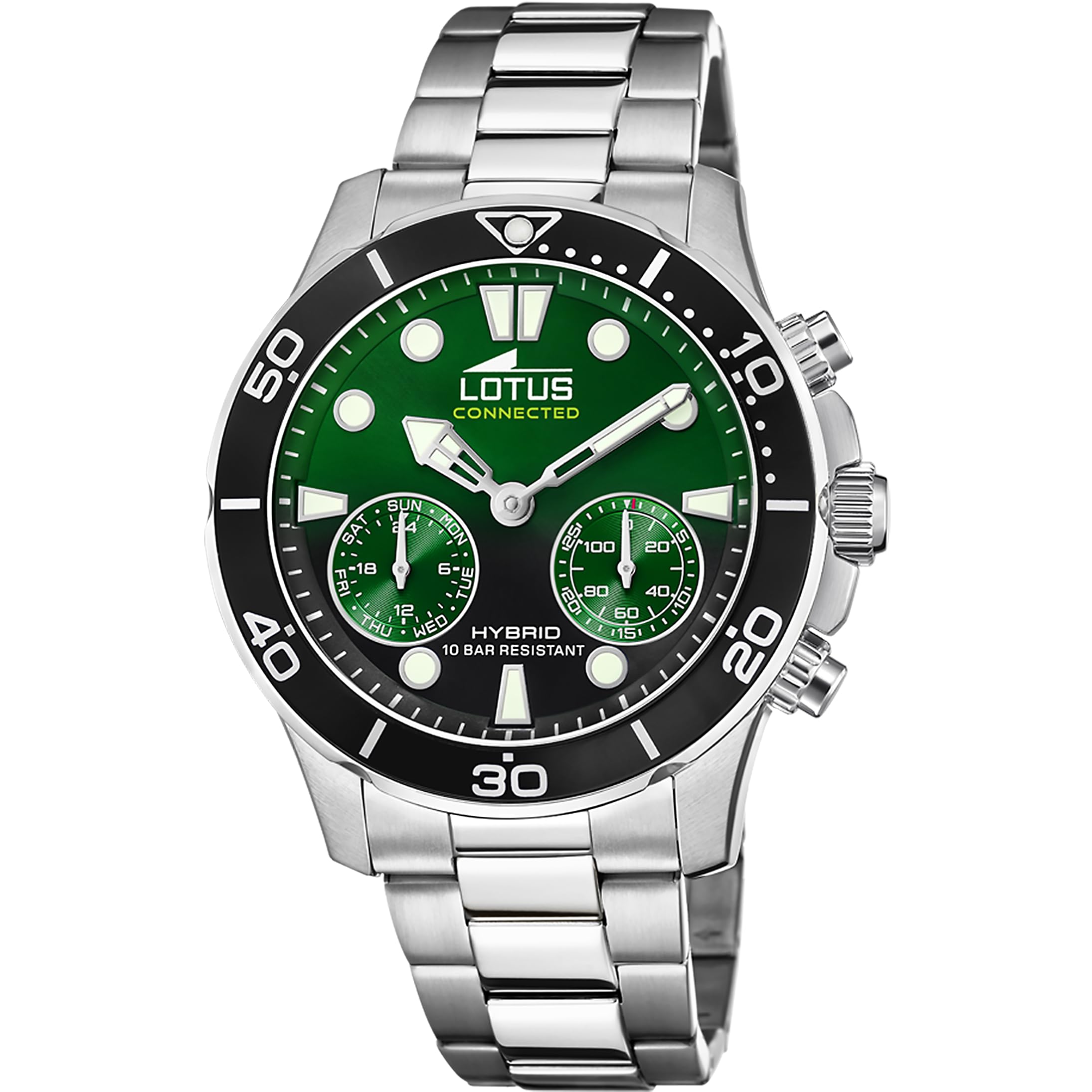 LOTUS Reloj Inteligente Hombre Híbrido Connected de Acero Inoxidable 316l - Analógico Inteligente - Resistente al Agua 10 ATM 18800/​6 - Control Música, Cuenta Pasos, Notifica y Rechaza Llamadas