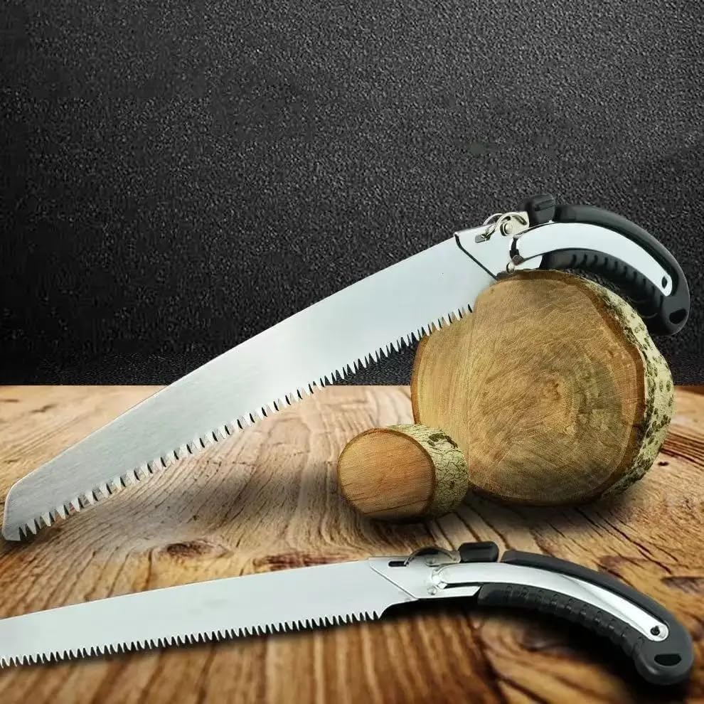 Image of Hand Pruning Saw - Curved Blade Tree Cutter with Blade Sleeve | Sharp Triple-Edge Teeth | Rust-Resistant Steel | Manual Saw for Gardening, Branch Cutting & Trimming (Pack-1)