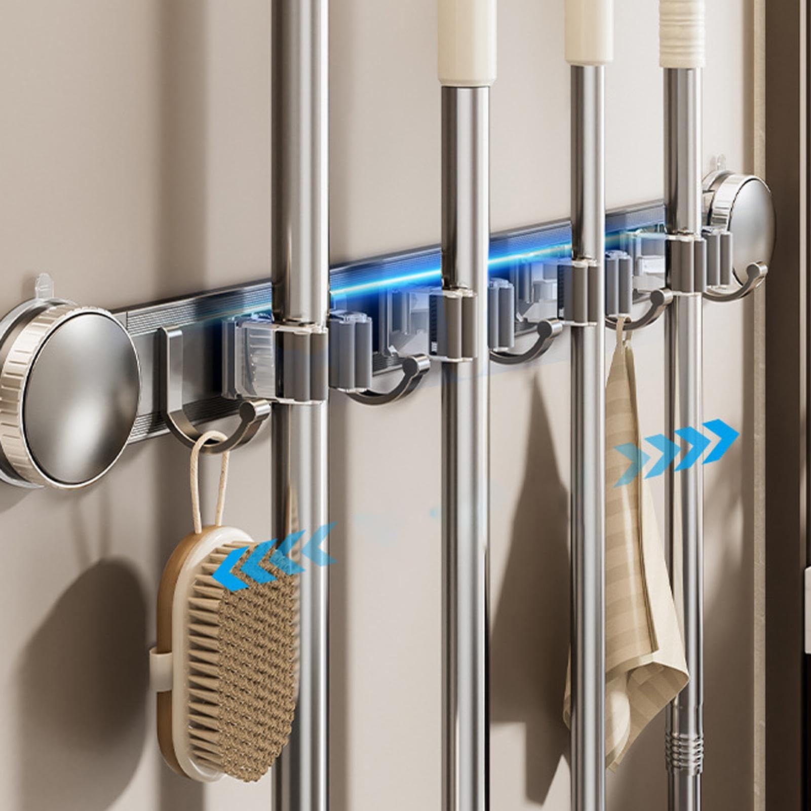 Supporto per da parete, supporti multiuso con antiruggine e alto | Organizer da parete per scope, per camera da letto, ufficio, appartamento, soggiorno, bagno