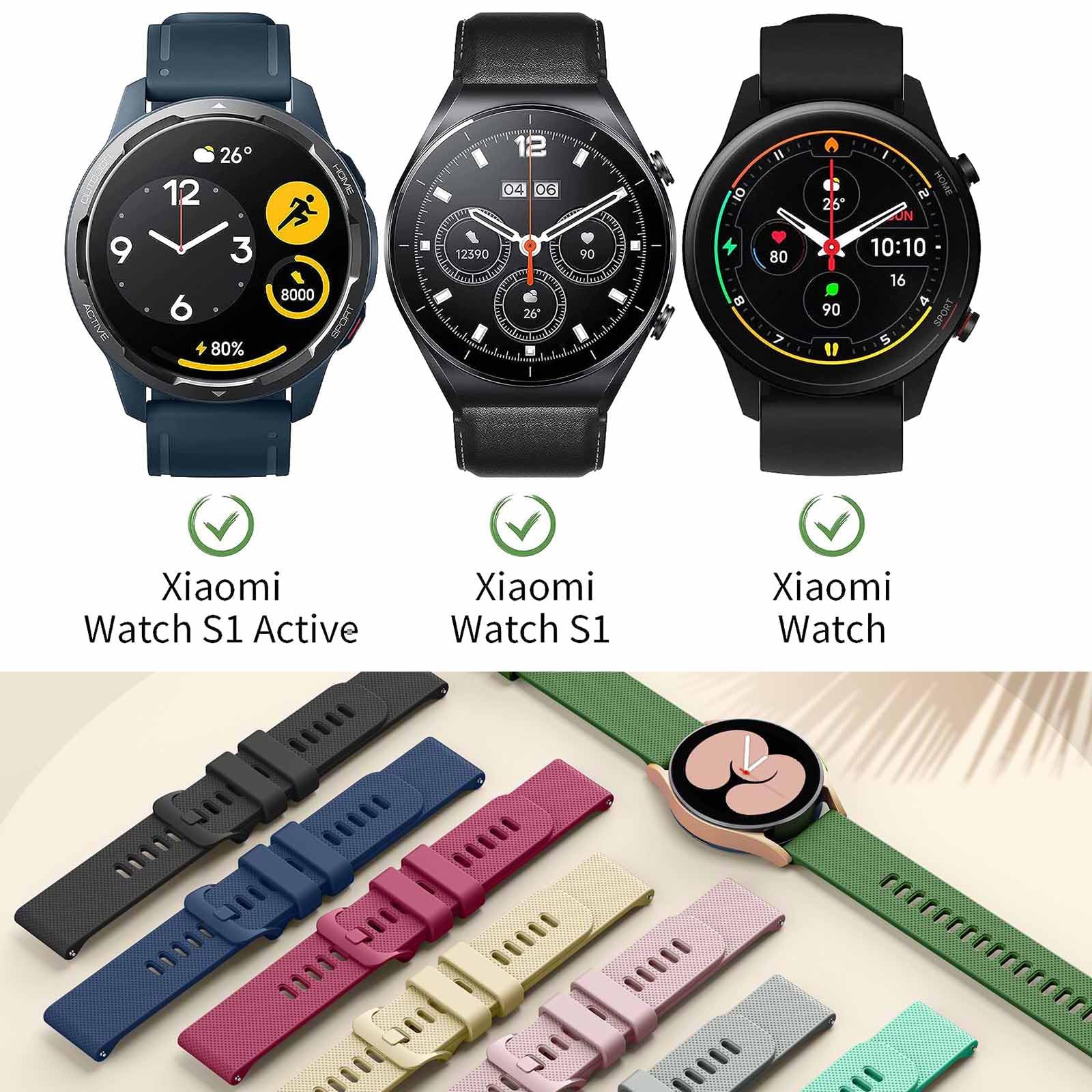 Vancle 22mm Cinturino Orologio per Xiaomi Mi Watch,Silicone Morbido Cinturini per Xiaomi Watch S1 /S1 Active/Xiaomi Mi Watch Color Sport