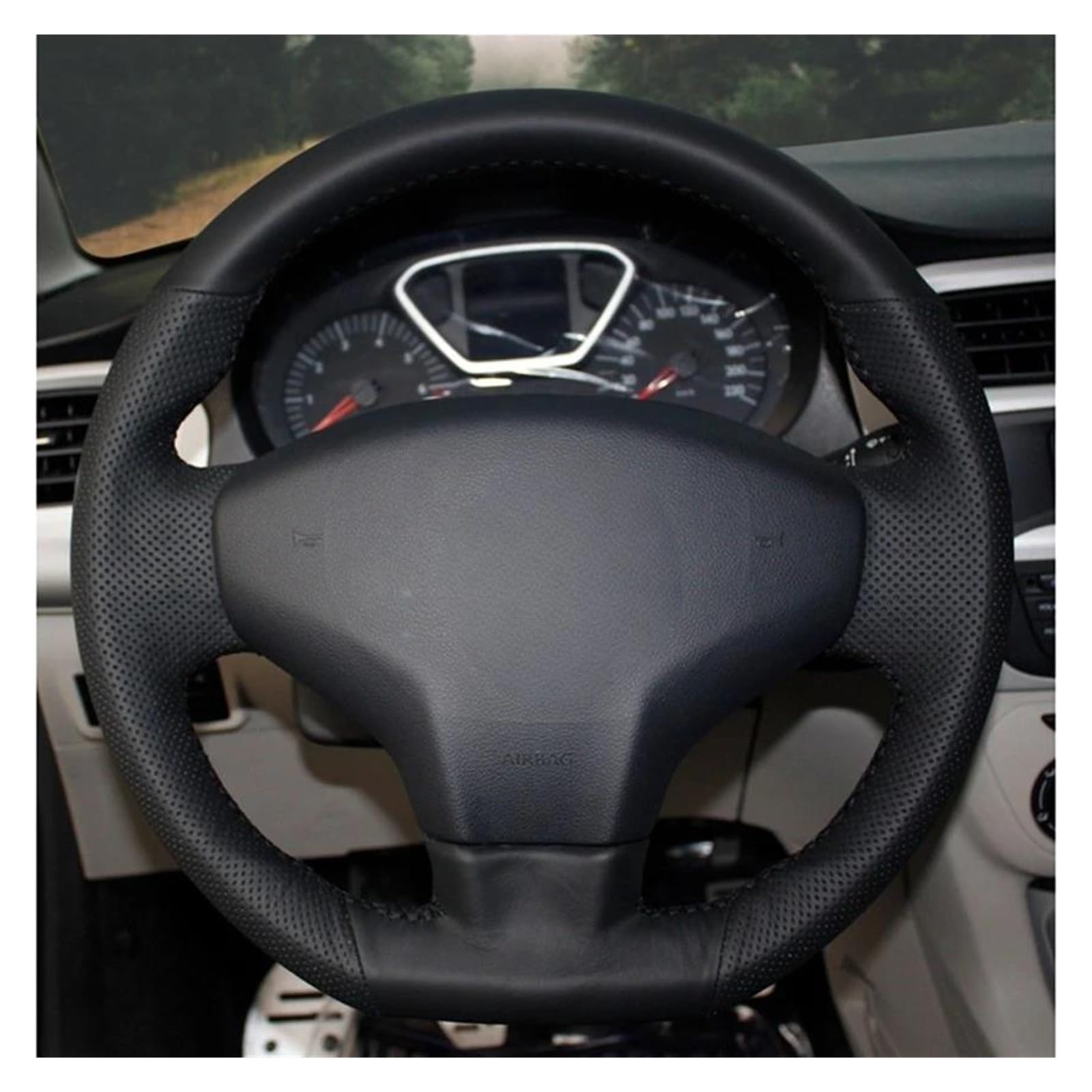 Volantes Fundas para Volante de Coche de Cuero Artificial Suave Negro, Envoltura para Citroen para Elysee C-para Elysee 2014. Funda Volante(Red Thread)