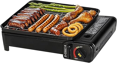 YINMANQ Parrilla de gas portátil de butano, parrilla de barbacoa de mesa, parrilla coreana para cocinar al aire libre, campamento o portón trasero,