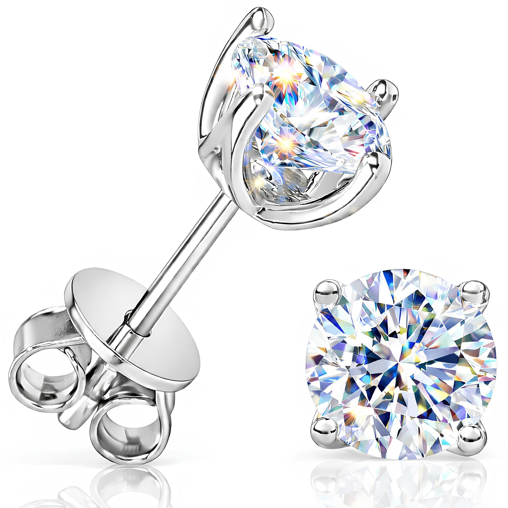 SOULVAYA Valentines Day Moissanite Earrings for Women – GRA Certified Diamond Studs – 925 Sterling Silver Hypoallergenic Durable Sparkle Jewelry Gift