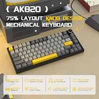 YINDIAO AK820 PRO Mechanikus Billentyűzet TFT Kijelzővel, Vezeték Nélküli 2.4G/Bluetooth, Szürke 2