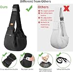 CUBY Adjustable Dog Cat Sling Carrier - Small Dog Carrier Sling with Adjust Strap & Zip Pocket, Hands Free Soft Dog Slings for Small Dogs Cats Puppy Pets Outdoor Travel Safety Purse Bag (Black)