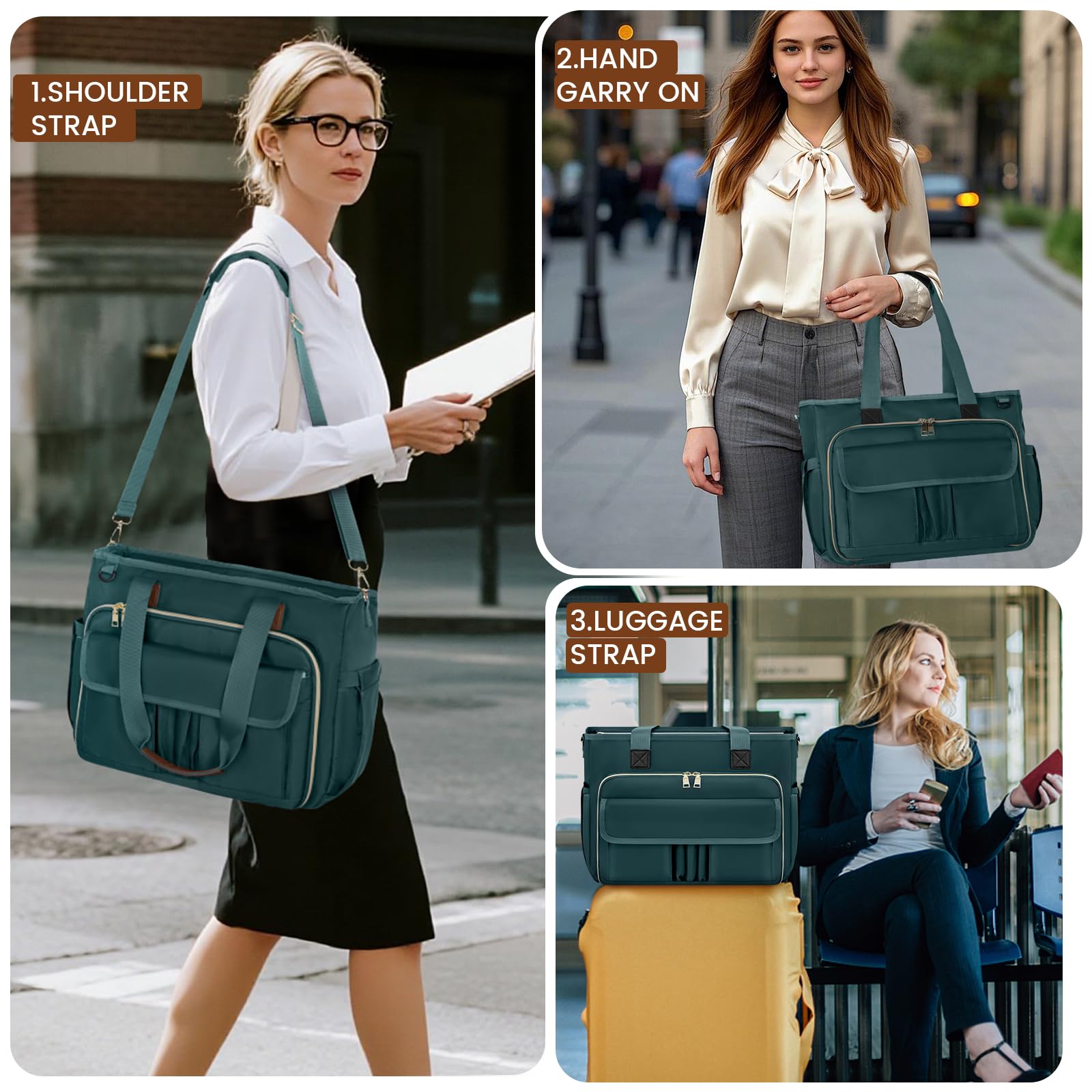 RAINSMORE Sac Fourre Tout pour Ordinateur 15,6 Pouces Sac de Professeur Grand Sac Cabas Femme pour Travail pour Enseignant d'infirmière d'étudiant