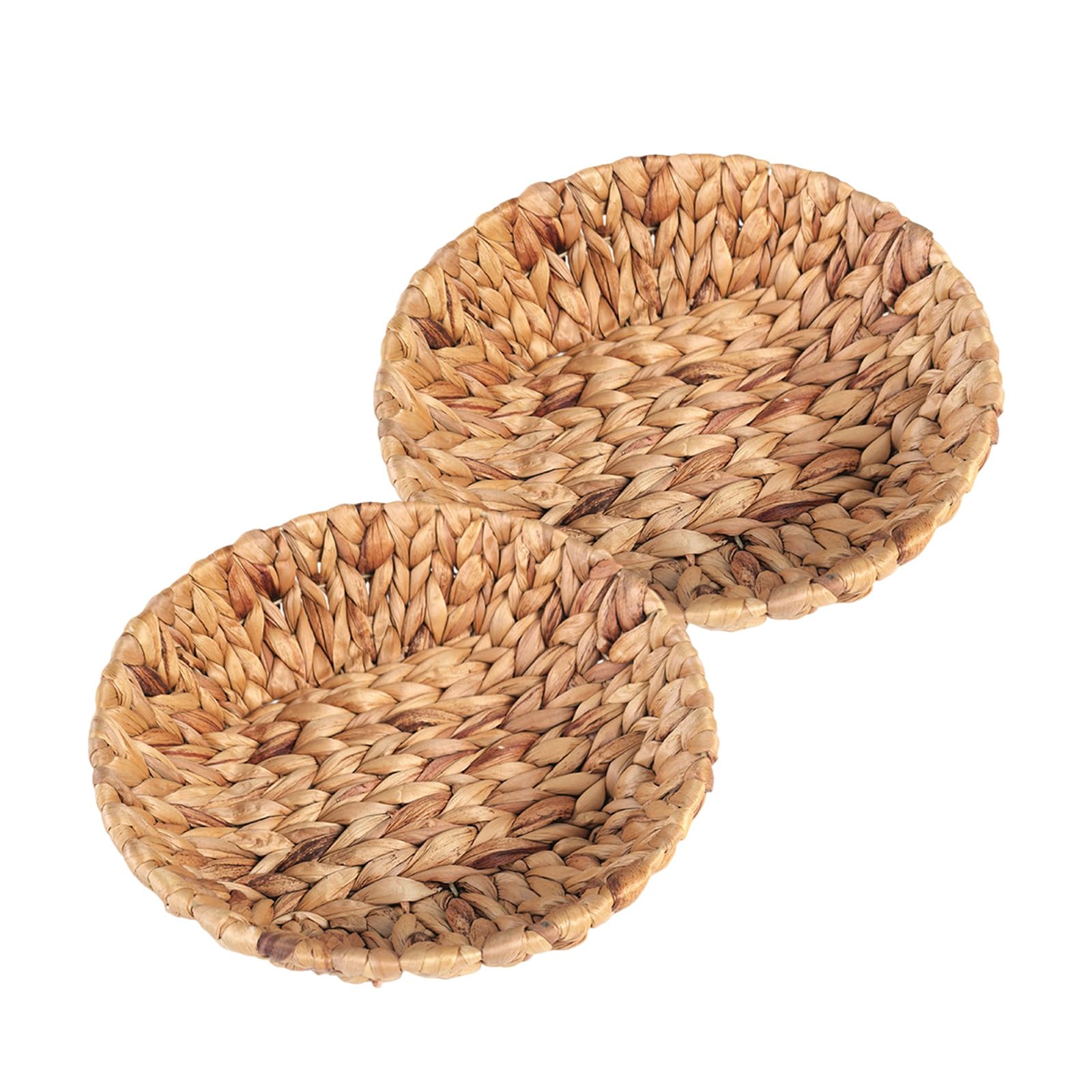 Hrtyvhin 2 Pieces Water Hyacinth Braided Bin Multipurpose Storage For Clothes Toy And Other Belongings Home Decoration Round Storage Basket
