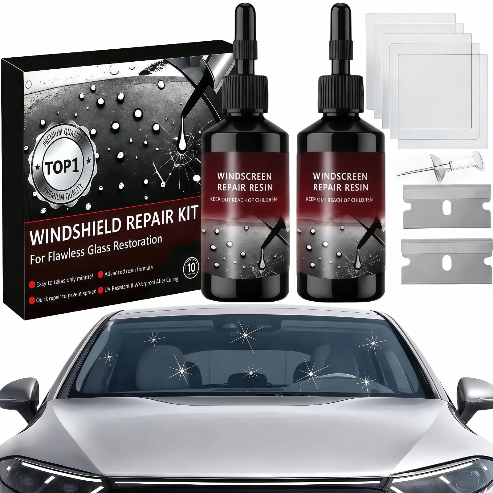 MalaFox Windshield Chip Repair Kit - body repair tools | Mubboo