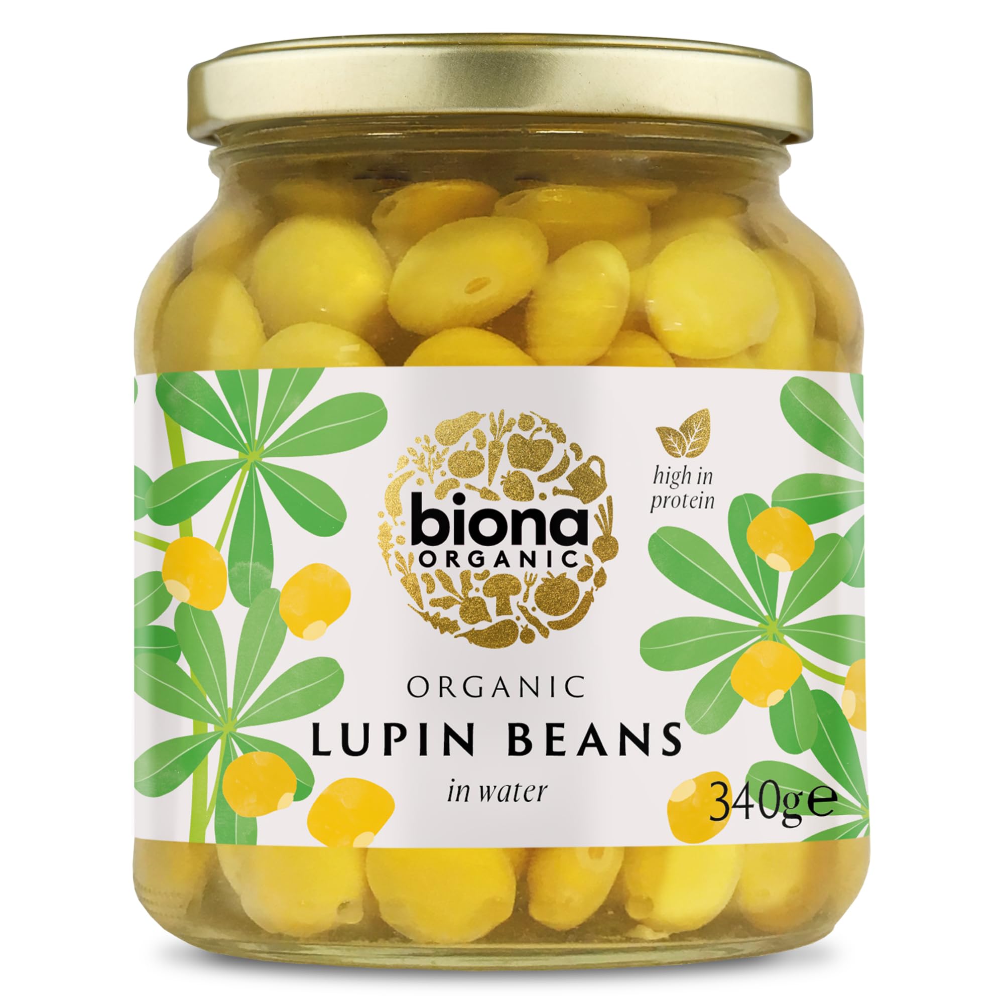 Biona Lupin Beans 350g - Organic - in Glass Jars - BPA Free Lids - Vegan