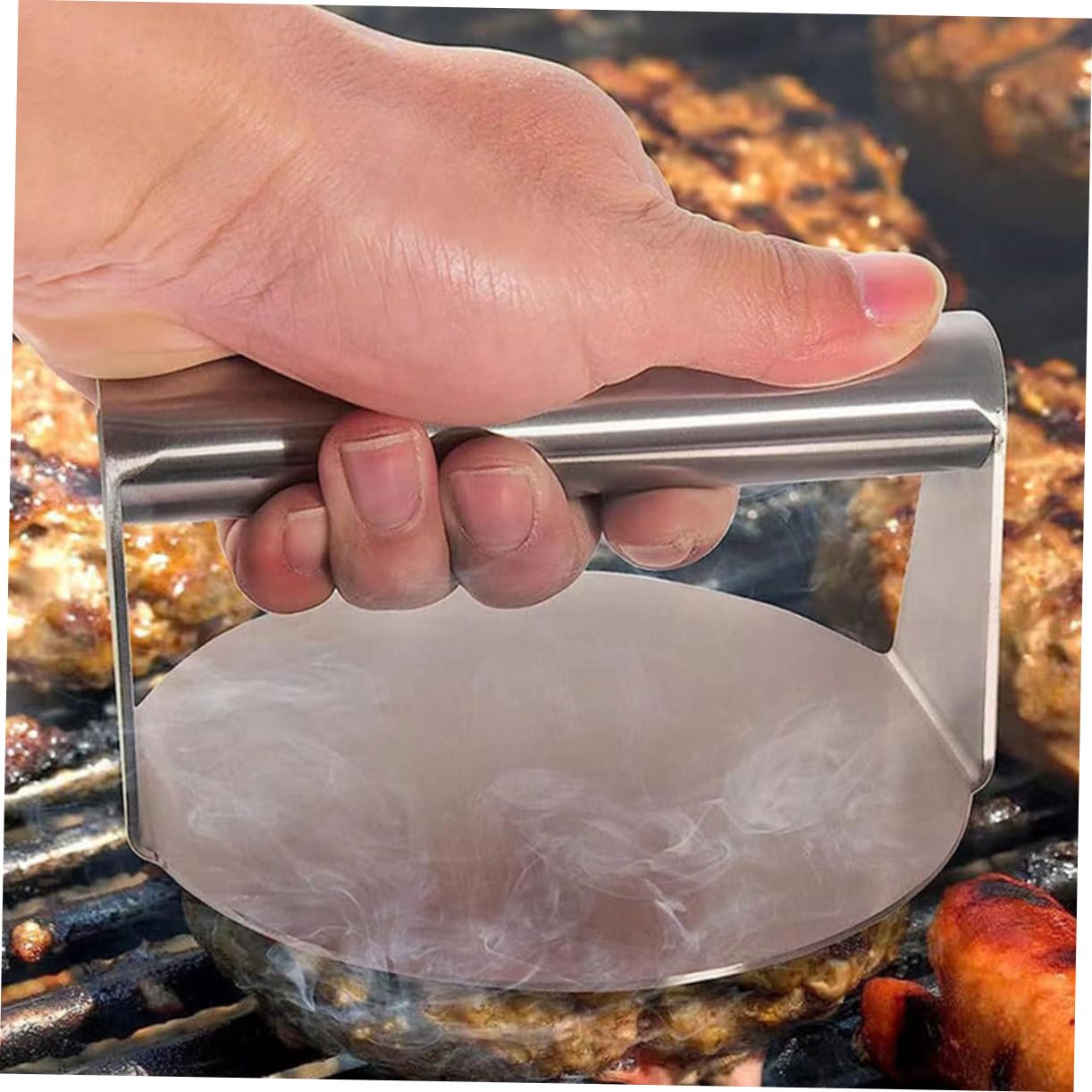 Alipis Kit Pressa Carne in Acciaio Inossidabile per Barbecue Esterno Accessori per Grigliare 5 Pezzi