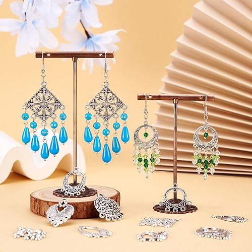 Miniatura 3 de Pandahall - 60 piezas de 10 estilos tibetanos de aleación de plata antigua, componentes de candelabro, aretes colgantes, dijes para hacer joyas,