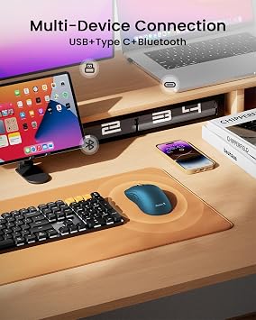 ProtoArc Bluetooth Wireless Mouse, USB C Mouse, EM15 Rechargeable Lightweight Portable Type C Wireless Mice for Laptop, Tablet, PC, Windows, Mac OS-Blue