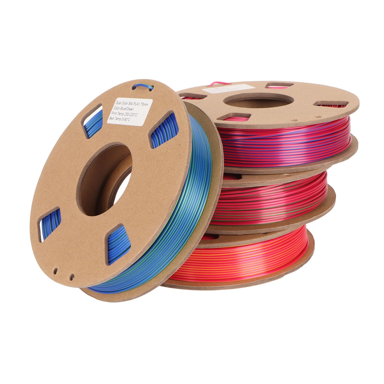 Jedwabny Dwukolorowy żarnik Kreatywny Pakiet Drukarki 3D Filament PLA 1.75mm Czerwony Złoty Czerwony Zielony Niebieski Niebieski Zielony dla Projektów DIY