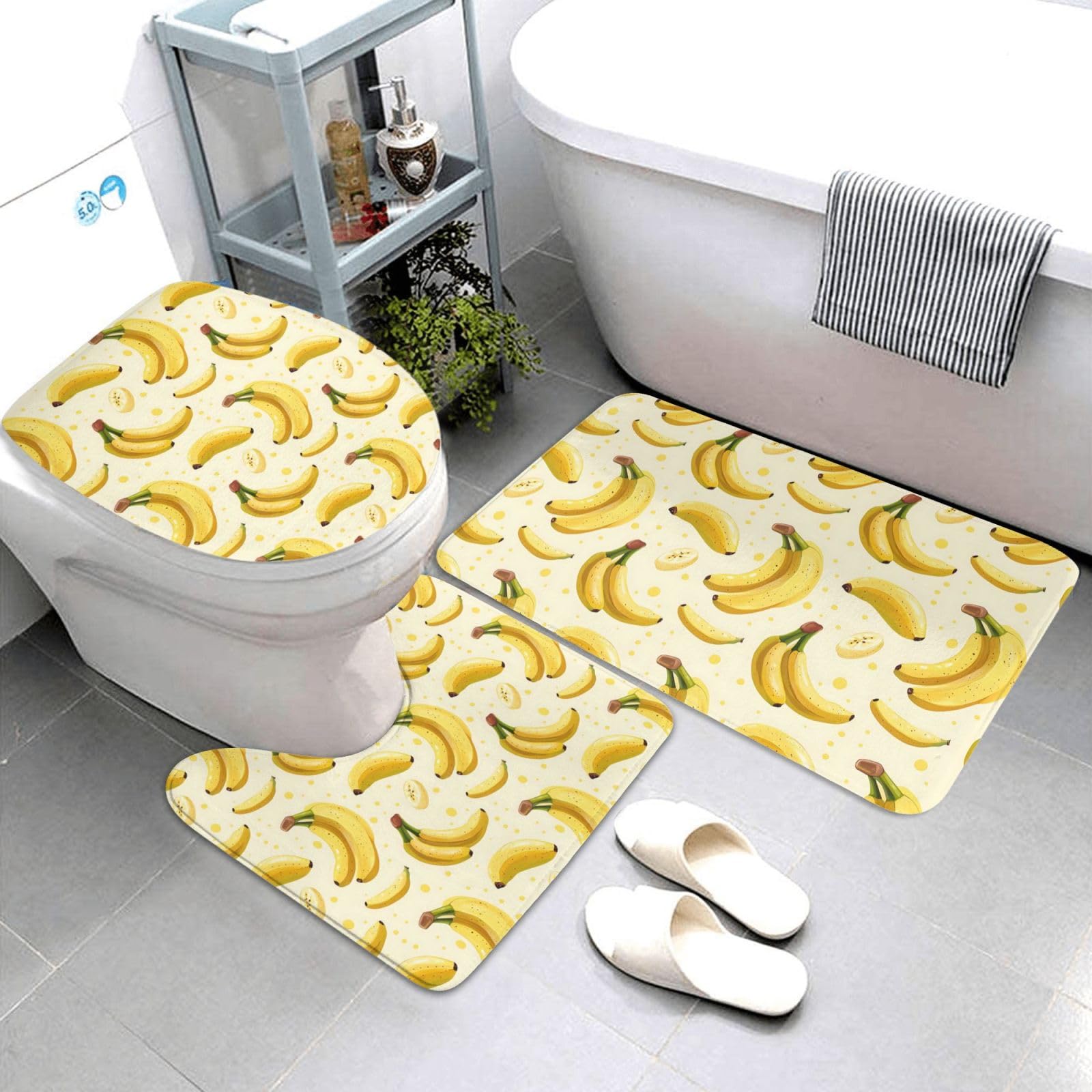 Tapis de salle de bain antidérapant lavable housse abattant wc 3pcs